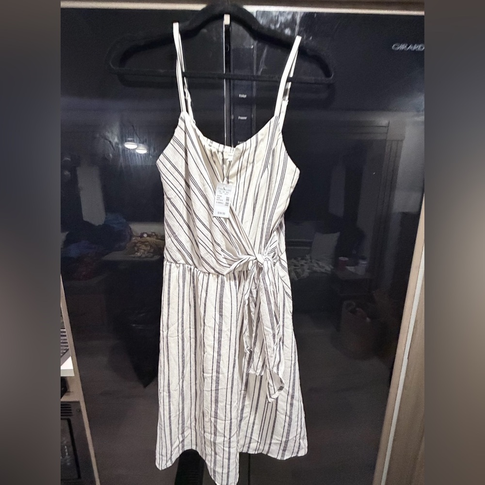 NWT !!! Maurices Cream and Black Striped Midi Dress